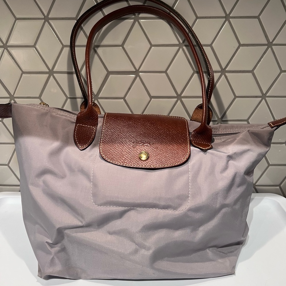 Longchamp Small Le Pliage Nylon Shoulder Tote in Gray